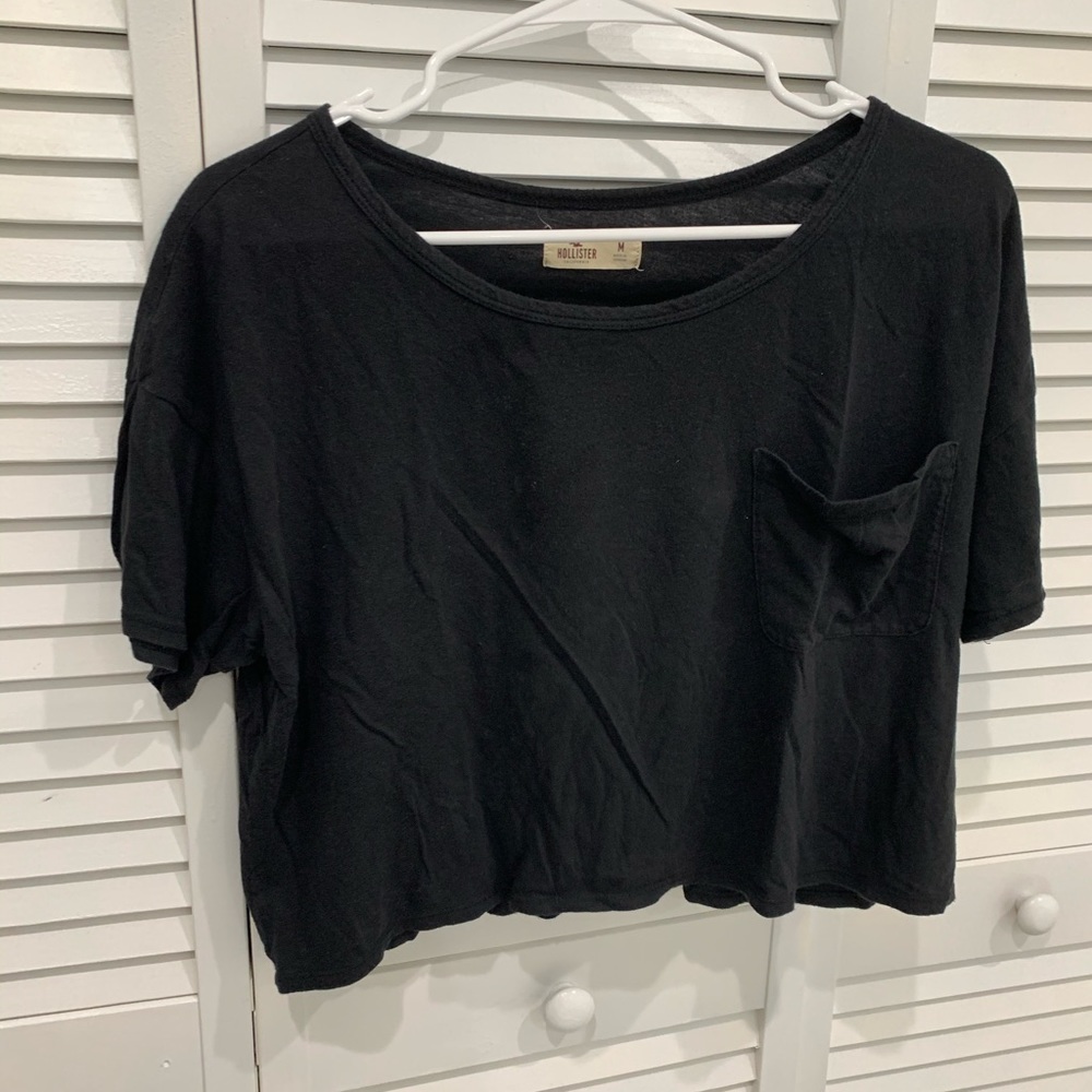 Hollister black body crop top with pocket used